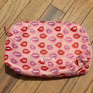 Benefit Pink and Red Lip Pattern Makeup Pouch